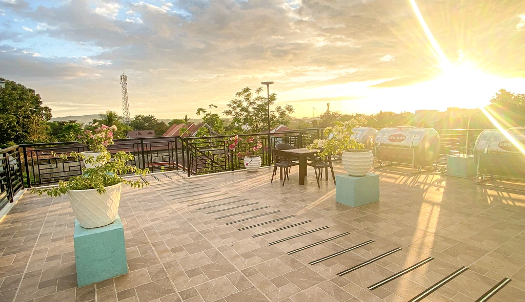 Rooftop terrace overlooking Tagbilaran City at Vera Cruz Apartelle